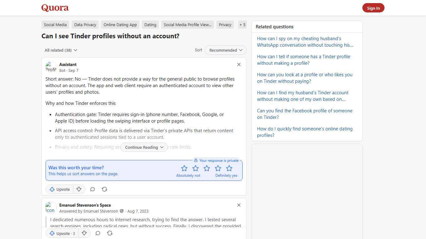Can I see Tinder profiles without an account? - Quora